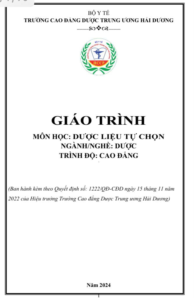 Giáo trình Dược liệu Tự chọn