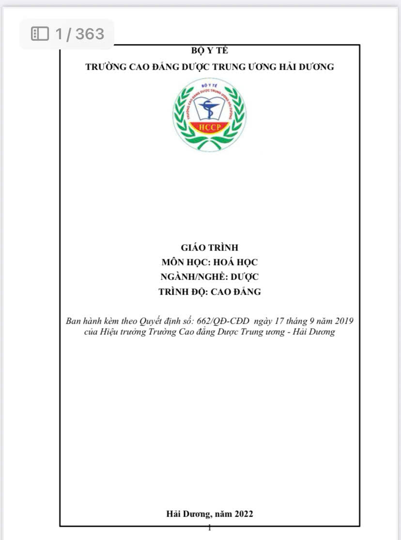 Giáo trình Hóa học