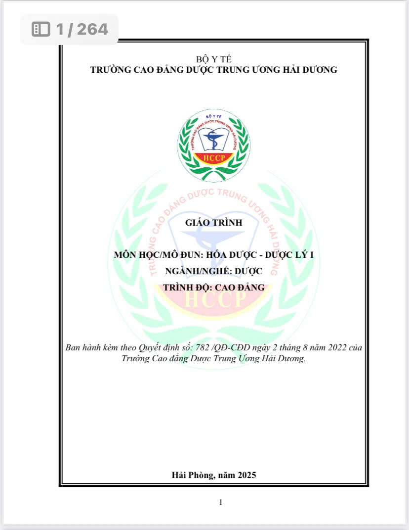 Giáo trình Hóa dược - Dược lý 1