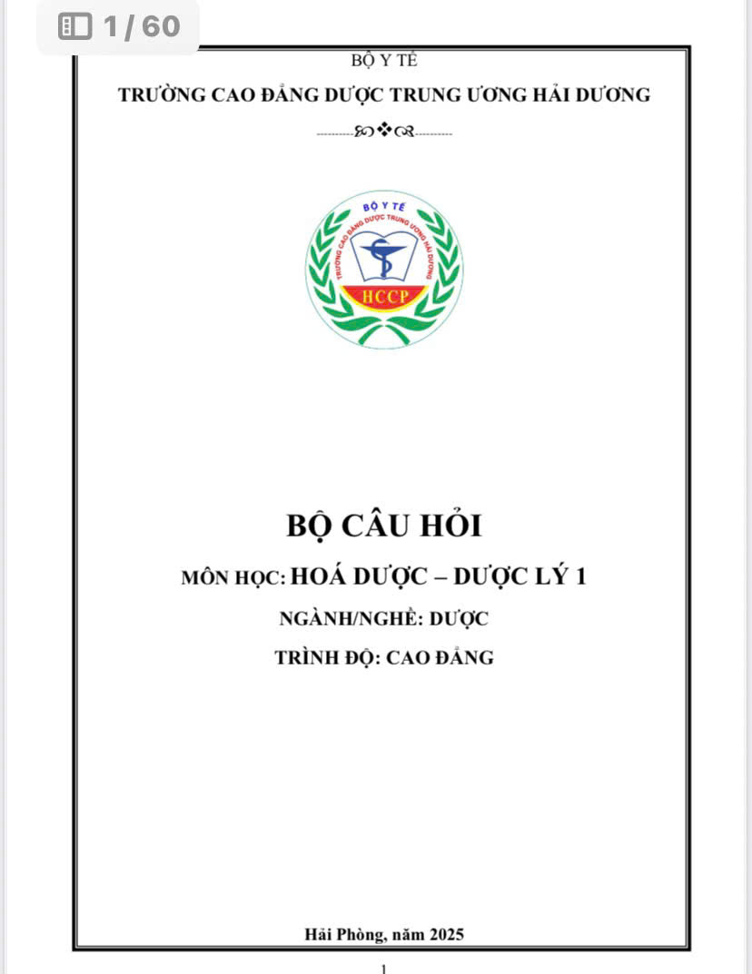 BCH Hóa dược -dược lý 1