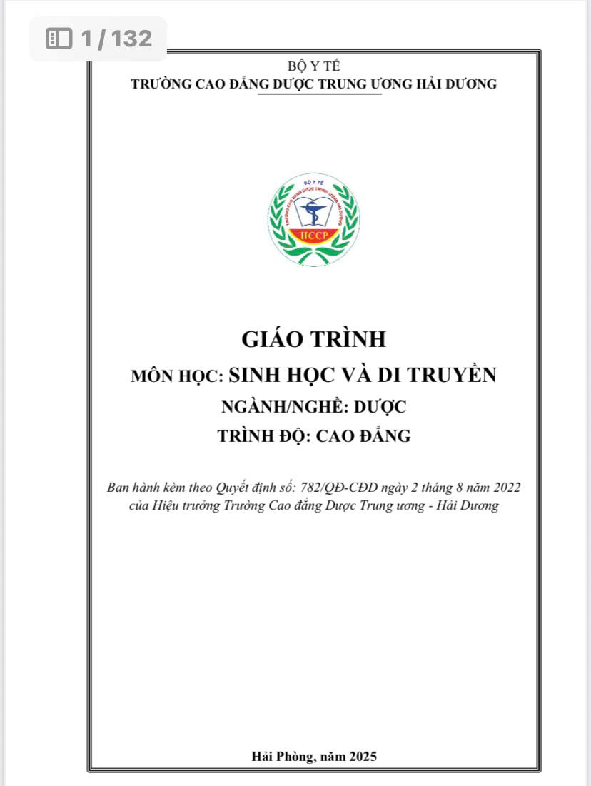 Giáo trình sinh học và di truyền