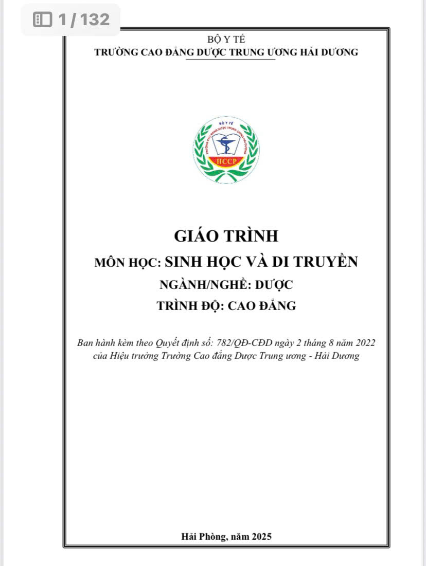 Giáo trình Sinh học và di truyền
