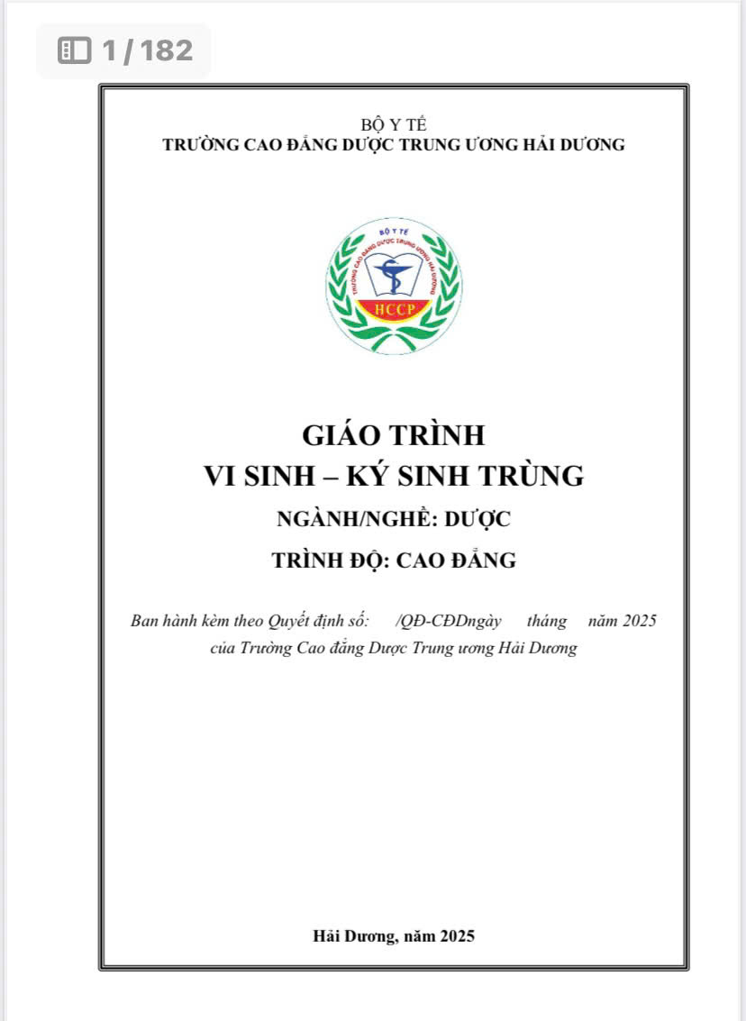 Giáo trình Vi sinh kí sinh trùng