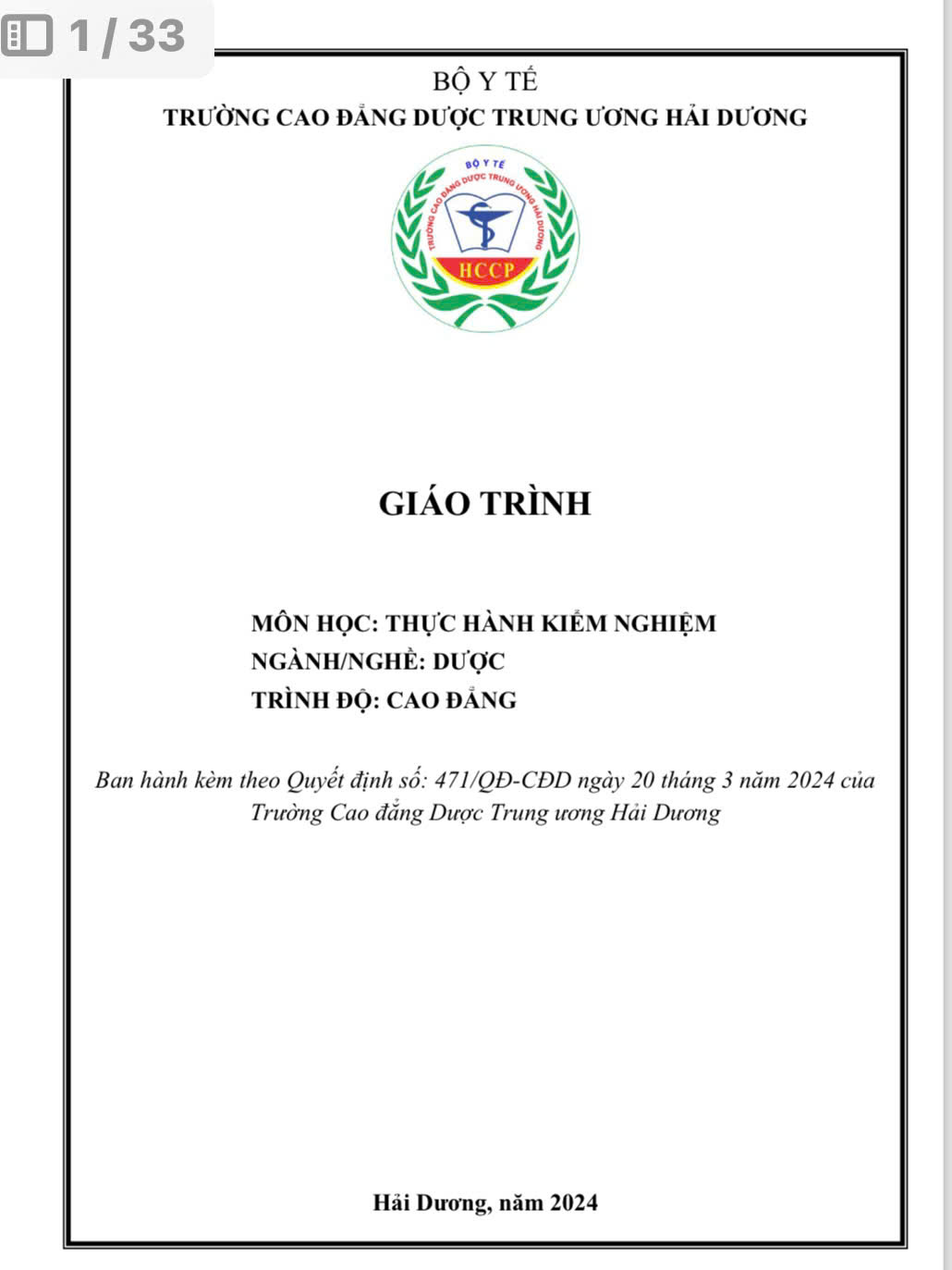 Thực hành Kiểm nghiệm