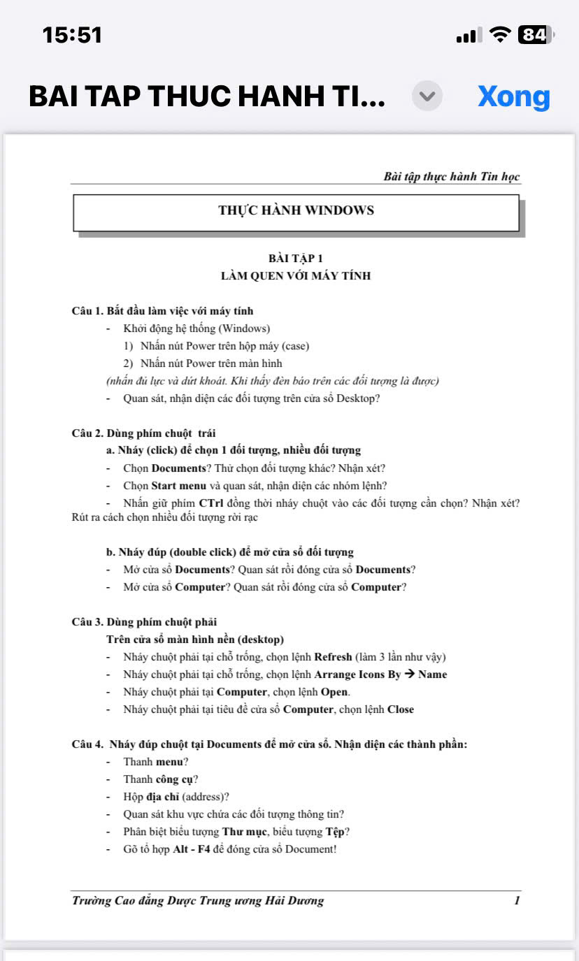 Bài tập Thực hành Tin học
