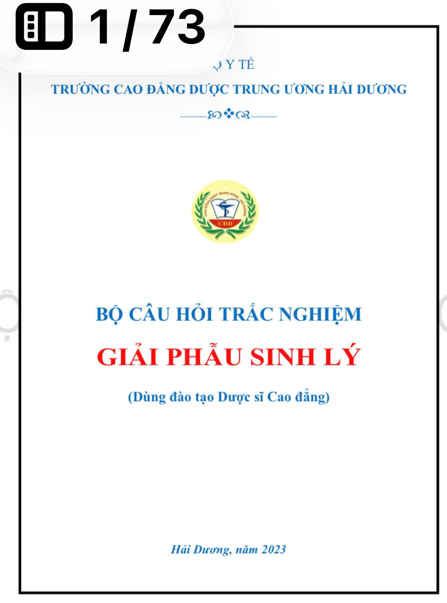 Bộ câu hổi trắc nghiệm Giải phẫu sinh lý