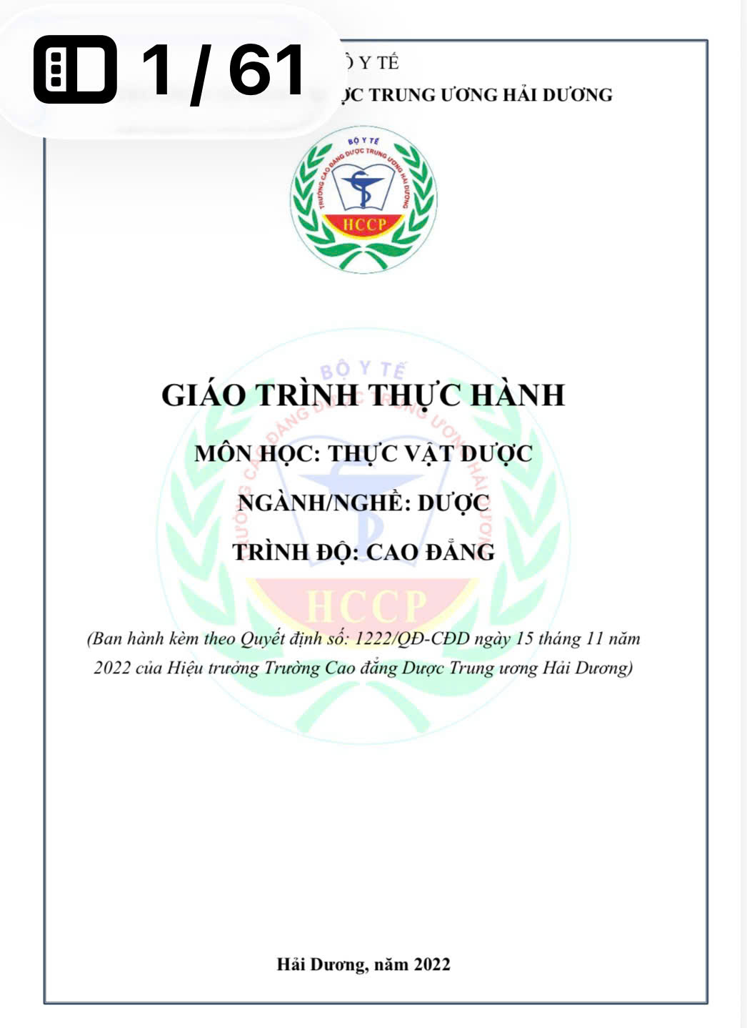 Thực hành Thực vật dược