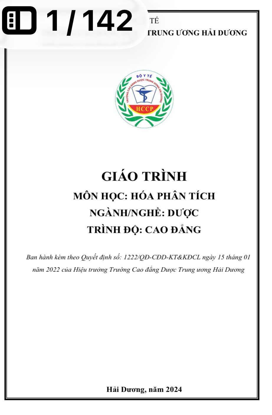 Giáo trình Hóa phân tích