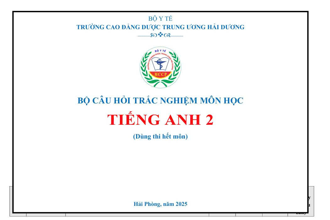 BCH Tiếng anh 2