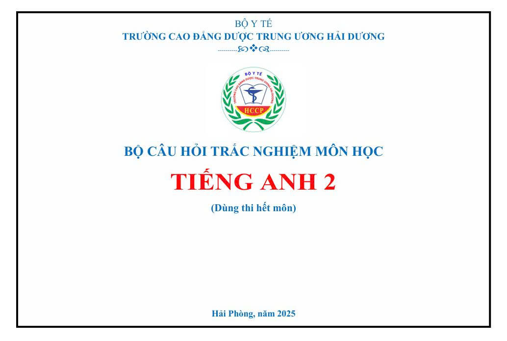 Bộ câu hỏi Tiếng anh 2