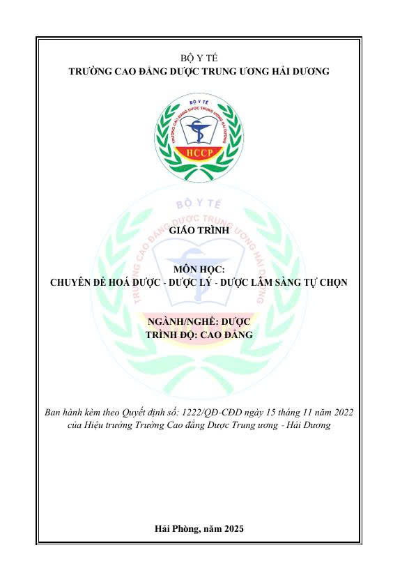 Chuyên đề Hóa dược-Dược lý Dược lâm sàng