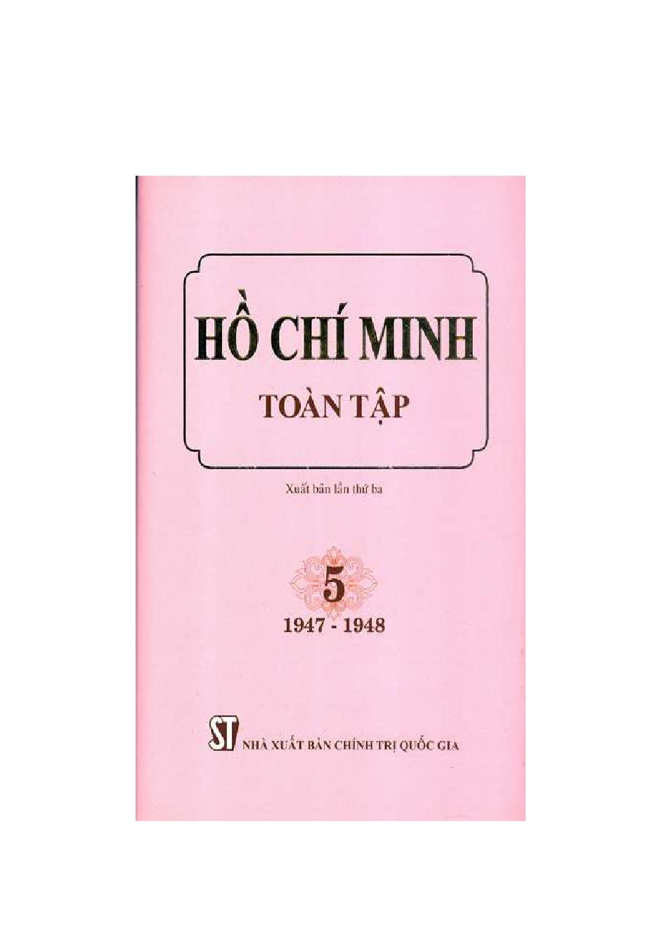 Hồ Chí Minh  : Toàn tập.Tập 5$f1947 - 1949 / Hồ Chí Minh