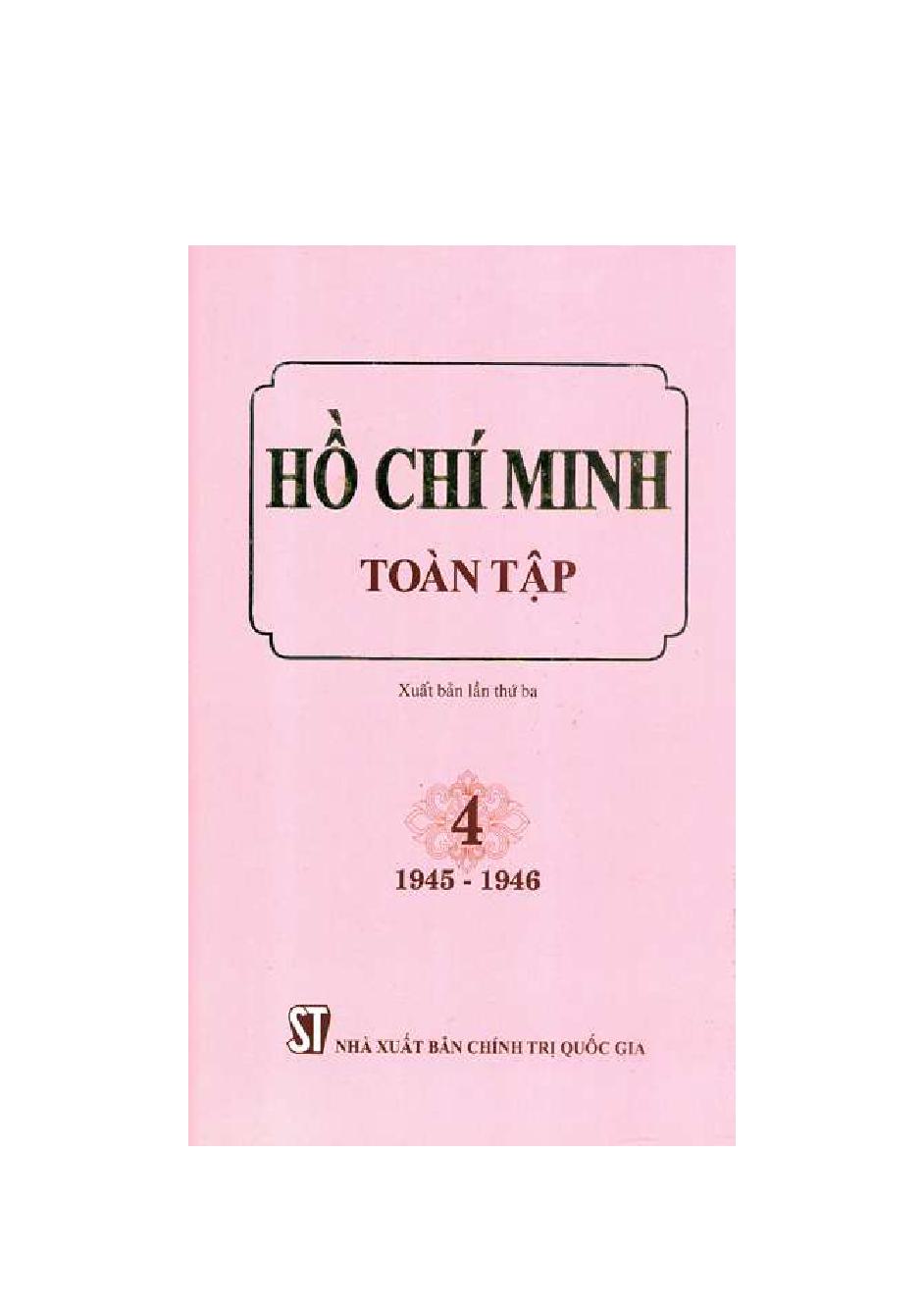 Hồ Chí Minh  : Toàn tập.Tập 4$f1945 - 1946 / Hồ Chí Minh