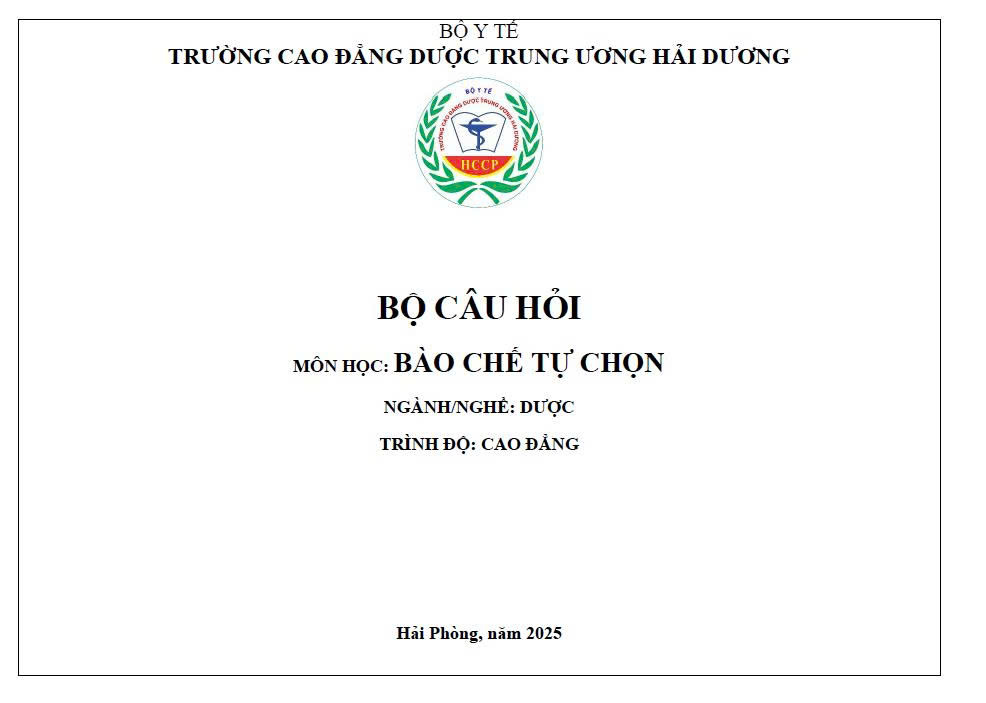 BCH Bào chế tự chọn (chuyên đề mỹ phẩm)