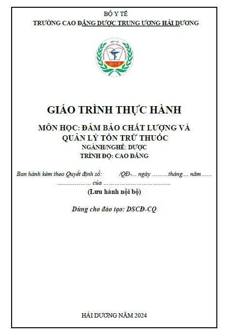 Giáo trình thực hành Đảm bảo chất lượng thuốc