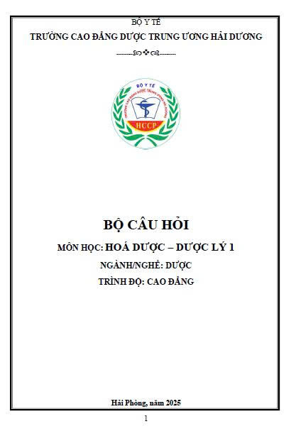 BCH Hóa dược-Dược lý 1