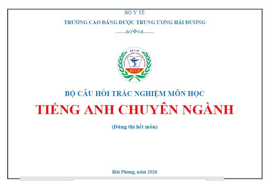 Bộ test Tiếng anh chuyên ngành