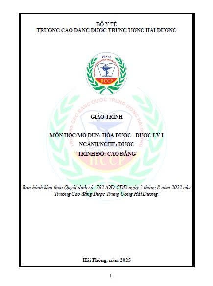 Giáo trình lý thuyết Hóa dược-Dược lý 1