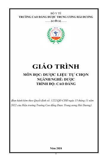 Giáo trình Dược liệu tự chọn